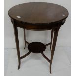 Edwardian round occasional table on tapered legs, 24"dia