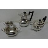 4 piece EPNS Sheffield Teaset (with sugar bowl and cream jug), polished