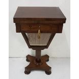 Victorian Rosewood fold-over sewing box, with games table interior