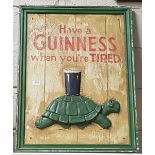 Modern wooden Guinness advertising sign “When you’re tired”, 24”w x 32”h