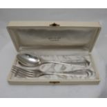 Matching French Silver Spoon and Fork Set, hallmarked, engraved “Isabelle”, in original presentation