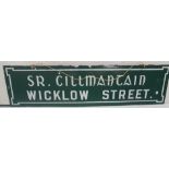 Enamel street sign (original), “Wicklow Street”, green background with white lettering, also as