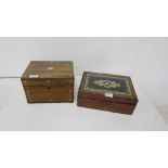 19thC Rosewood Jewellery Box with fitted interior compartments & an Indian Lap Desk with