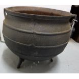 Large antique metal Skillet Pot (rare), on 3 feet, 17” dia