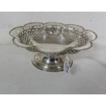 Birmingham Silver Fretwork Fruit Bowl, on stem, 11.5”w, 520 grams