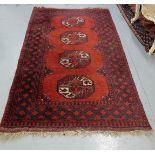 Bacarra Pattern Persian Floor Rug, red ground with deep blue highlights, 1.80mL x 1.03W