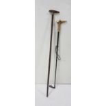 Walking Stick with a bone top and a Crop with a bone handle which is inset with a whistle (3)