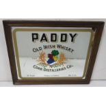 “Paddy Old Irish Whisky”, modern advertising wall mirror, in an oak frame, H41cm x 51cm