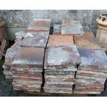 Old kitchen floor tiles, possibly concrete and limestone, approximately 108