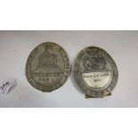 2 oval equestrian plaques, “European Horse Trials, Windsor 1955” and “Burghley Three Day Event
