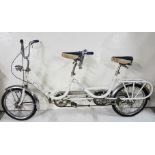 Italian tandem bicycle, Graziella brevettata, blue Carnielli saddles