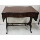 Good quality late 19thC mahogany Sofa Table, with butterfly shaped drop ends, 3 drawers, on fretwork