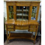 Compact Edwardian Satinwood display Cabinet, the top mounted with brass gallery above glass shelves,