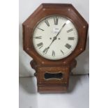 8 Day Wall Clock, inlaid case, white dial