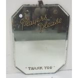 “Player’s Please” pub advertising wall mirror, “Thank you” (original) with angled edges, 36cm x