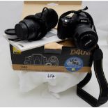 Nikon digital camera D40 with ED18-55mm F1:3.5-5.6 GII lens (boxed) and Nikon ED55-200mm 1:4-5.6G