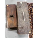 Old timber shop receipt box & box of small tools etc