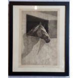 Leonard Brightwell Out of the Running Drypoint Etching { 30cm X 20cm }.