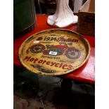 Hand painted Indian Motor cycle drink's tray.