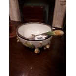 Ceramic salad bowl and salad server.