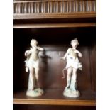 Pair of 19th.C German porcelain figures of young men.