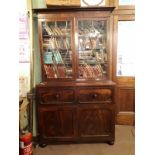 Georgian mahogany sectretaire bookcase the two astragal glazed doors above fall front drawer with