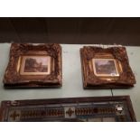 Pair of coloured prints mounted in gilt frames.