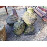 Two 18th. C. sandstone finials. { approx 77cm H }.