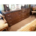 1970's walnut sideboard with brass mounts.