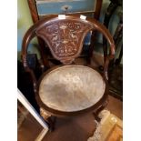 Edwardian inlaid rosewood lady's armchair.