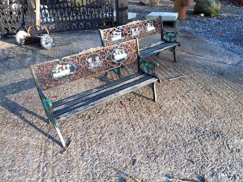 Small pair of decorative cast iron children's garden seats.