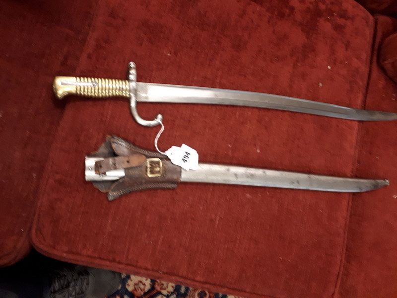 19th. C. French bayonet in original scabbard.