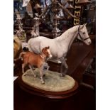 Border Fine Arts A Thorough Bred Grey Mare and Foal, Hand Made in Scotland.