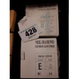 Neil Diamond 21st October Two books of Circle tickets stubs.