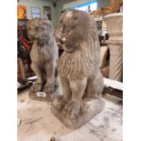 Pair of composition lions.