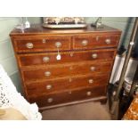 Georgian inlaid mahogany chest the two short drawers over four graduating long drawers raised on