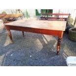 19th. C. wooden kitchen table. { 183cm L X 86cm W }.