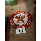 Texaco Motor Oil enamel stick pump sign.