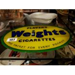 Rare Players Weights cigarettes hand painted glass advertising sign.