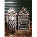 Pair of 19th. C. metal glazed windows in the Gothic style. { 123cm H X 57cm W }.