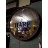 1960's Harp Lager circular advertising mirror.