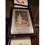 Boots Old Mature Dry Gin advertisement in original frame.