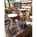 Pair of early 20th. C. elm Artist's stools.