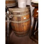 Forty gallon oak metal bound barrel.