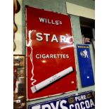 Will's Star Cigarettes enamel sign.