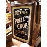 Mitchell's Prize Crop Cigarettes Glasgow glass sign.