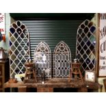 Pair of 19th. C. metal glazed windows in the Gothic style.{ 197cm H X 59cm W }.