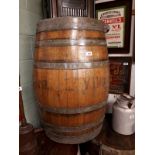 Forty gallon oak metal bound barrel.
