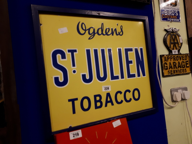 Ogden's St Julien Tobacco enamel sign.