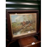 Framed hunting print.